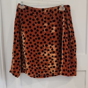 Madewell Polka Dot Velvet Skirt - Brown and Black